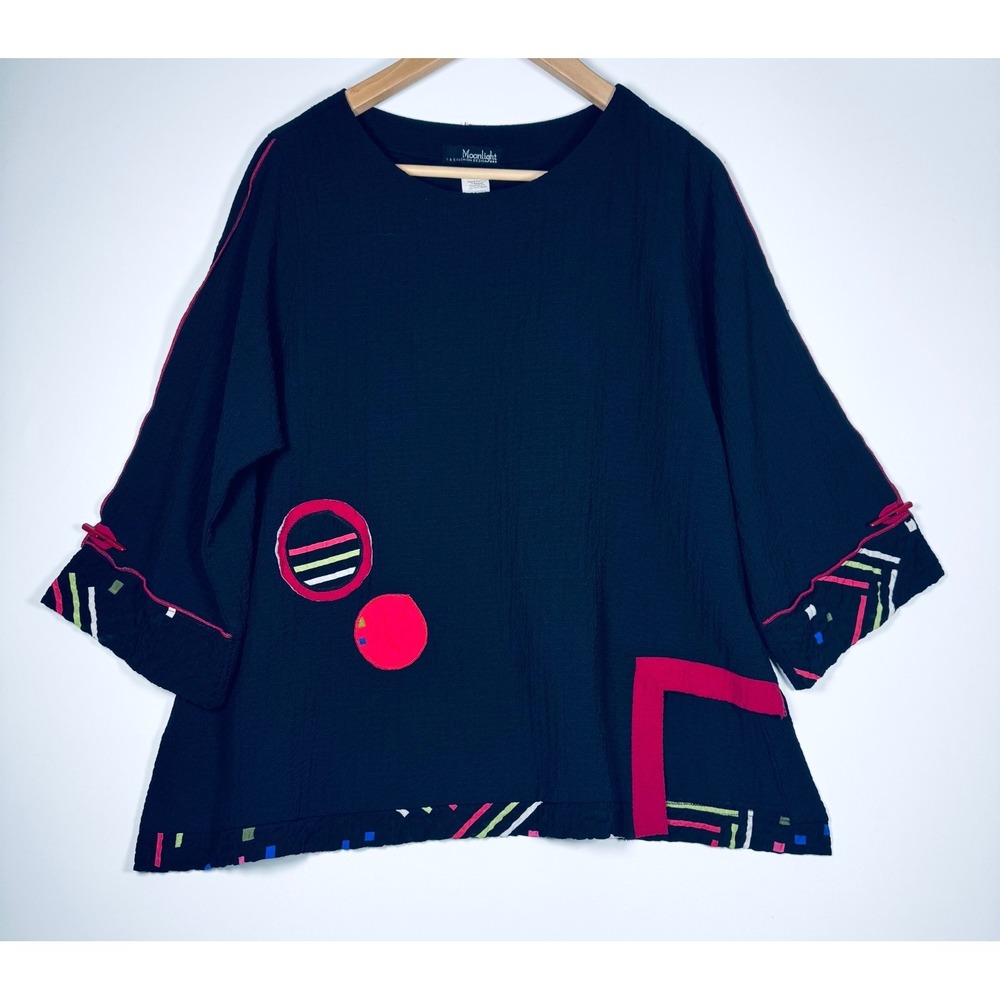 Moonlight Y and S Fashion Top Womens Small Black Abstract Art Oversized USA Made